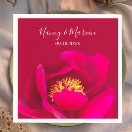 Gepersonaliseerde Peony Roos Ruby Red Jubileum Par Servet