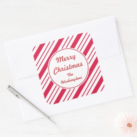 Gepersonaliseerde pepermunt kerstcadeau Stickers (Envelop)