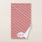 Gepersonaliseerde pepermunt snoep streep bad handdoek (Handdoek)
