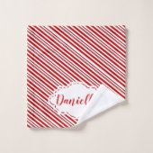 Gepersonaliseerde pepermunt snoep streep bad handdoek (Wasdoekje)