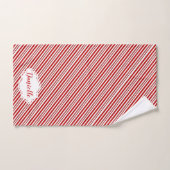Gepersonaliseerde pepermunt snoep streep bad handdoek (Handdoek)