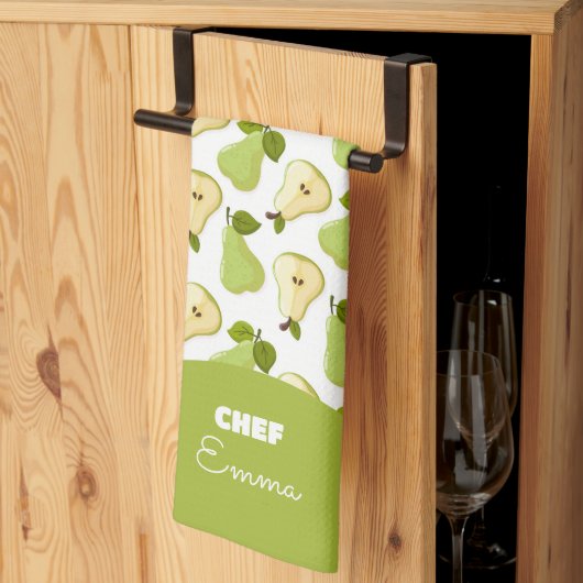 Gepersonaliseerde perenpatroon theedoek (Derde Gevouwen)