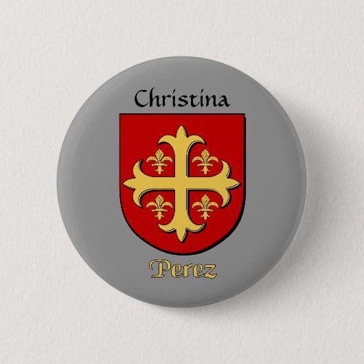 Gepersonaliseerde Perez Historisch Schild Ronde Button 5,7 Cm (Voorkant)