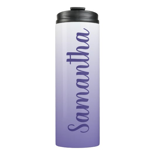 Gepersonaliseerde Periwinkle en Witte Ombre Thermosbeker (Voorkant)