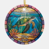 Gepersonaliseerde Peru Ornament, Zee Schildpad Keramisch Ornament (Voorkant)
