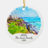 Gepersonaliseerde Peru Ornament, Zuid-Amerika Keramisch Ornament (Voorkant)