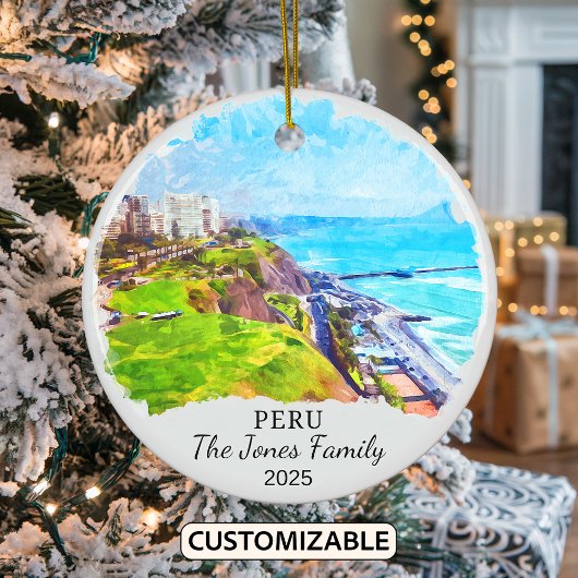 Gepersonaliseerde Peru Ornament, Zuid-Amerika Keramisch Ornament