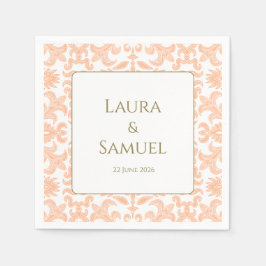 Gepersonaliseerde perzik bruiloft servetten