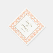 Gepersonaliseerde  perzik bruiloft servetten (Hoek)