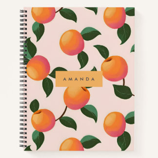 Gepersonaliseerde perzik patroon Schattigee perzik Notitieboek