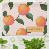 Gepersonaliseerde perzik patroon Schattigee perzik Theedoek (Gevouwen)