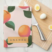 Gepersonaliseerde perzik patroon Schattigee perzik Theedoek (Quarter Fold)