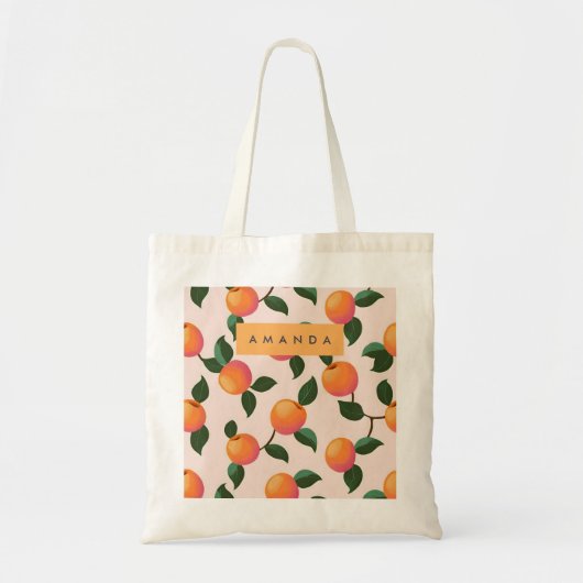 Gepersonaliseerde perzik patroon Schattigee perzik Tote Bag (Voorkant)
