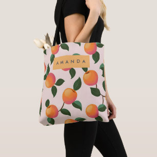Gepersonaliseerde perzik patroon Schattigee perzik Tote Bag