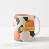 Gepersonaliseerde perzik patroon Schattigee perzik Tweekleurige Koffiemok (Voorkant rechts)