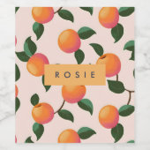 Gepersonaliseerde perzik patroon Schattigee perzik Wijn Etiket (Enkel label)