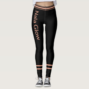 Gepersonaliseerde Perzik Zwart Gestreept Huisdier  Leggings