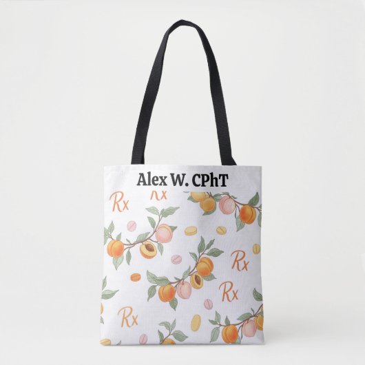 Gepersonaliseerde perziken, abrikozen & RX apothee Tote Bag (Voorkant)