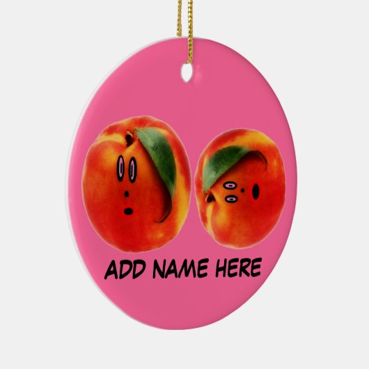 Gepersonaliseerde perziken Cartoon Keramisch Ornament (Rechts)