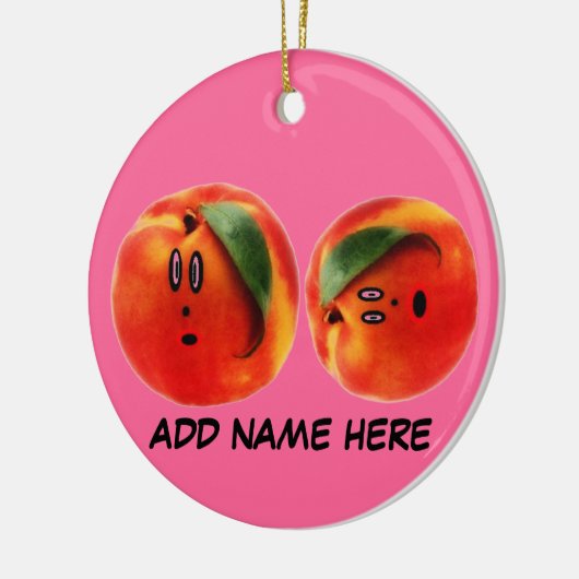 Gepersonaliseerde perziken Cartoon Keramisch Ornament (Links)