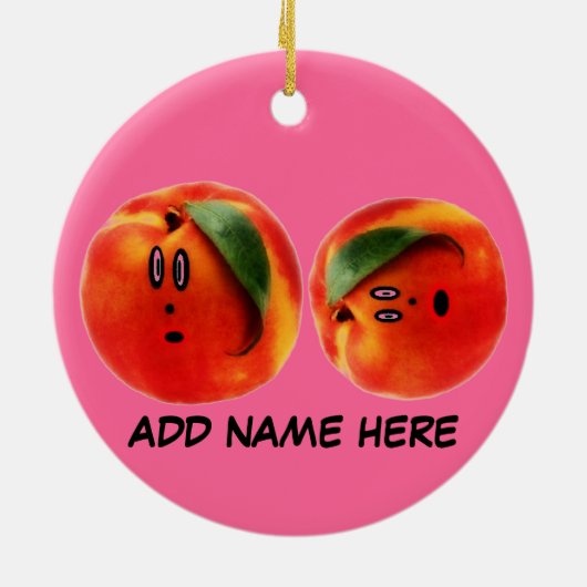 Gepersonaliseerde perziken Cartoon Keramisch Ornament (Achterkant)