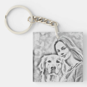 Gepersonaliseerde Pet 2 Fotonaam Hondenliefhebber Sleutelhanger