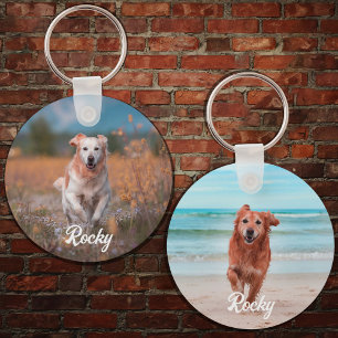 Gepersonaliseerde Pet 2 Fotosjabloon Dubbelzijdige Sleutelhanger