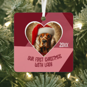 Gepersonaliseerde Pet Adoptie Foto Hond Eerste Ker Metalen Ornament