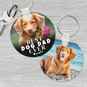 Gepersonaliseerde Pet Beste Hond Papa Foto Sleutelhanger