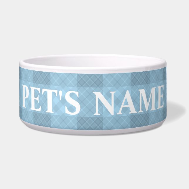 Gepersonaliseerde Pet Blue Bowls Voerbakje (Voorkant)