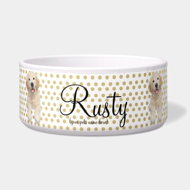 Gepersonaliseerde Pet Bowl/Golden Retriever Voerbakje (Voorkant)