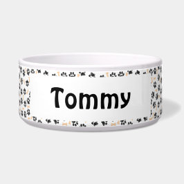 Gepersonaliseerde Pet Bowl met Naam – Paw Prints Voerbakje