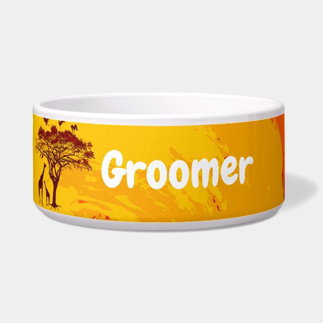 Gepersonaliseerde Pet Bowls African Safari Giraffe Voerbakje (Voorkant)
