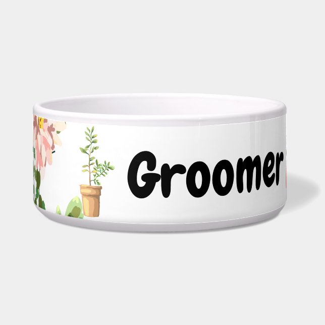 Gepersonaliseerde Pet Bowls Bohemian Cactus Succul Voerbakje (Voorkant)