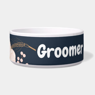 Gepersonaliseerde Pet Bowls Witte Bloemen op Dar Voerbakje