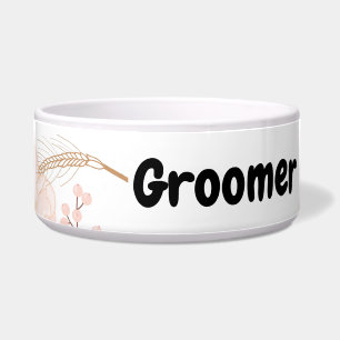 Gepersonaliseerde Pet Bowls Witte Bloemen op Whi Voerbakje