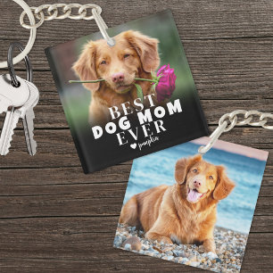 Gepersonaliseerde Pet Dog Beste Mama Foto Sleutelhanger