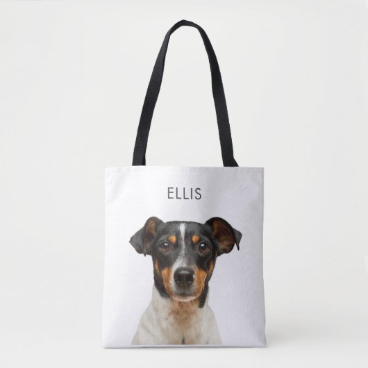 Gepersonaliseerde Pet Dog Foto Naam van uw Afbeeld Tote Bag (Voorkant)