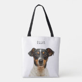 Gepersonaliseerde Pet Dog Foto Naam van uw Afbeeld Tote Bag (Achterkant)