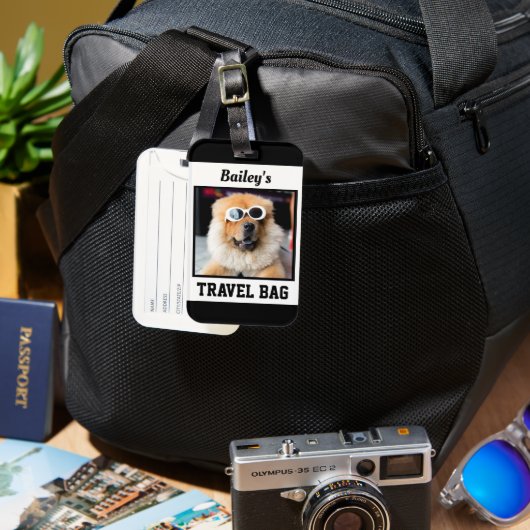 Gepersonaliseerde Pet Dog Fotosjabloon Bagagelabel (Voorkant & Achterkant)