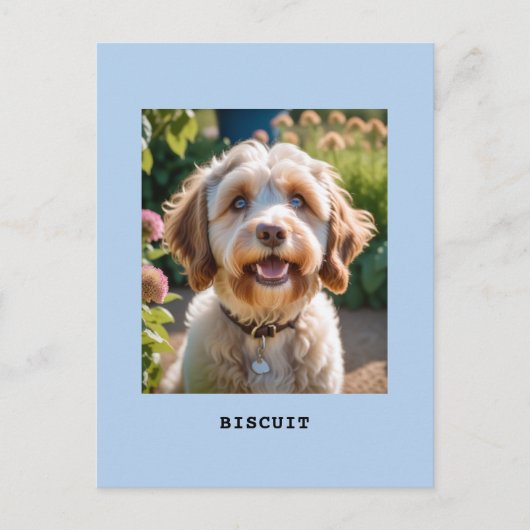 Gepersonaliseerde Pet Dog Kat Fotonaam Lichtblauw Briefkaart (Voorkant)