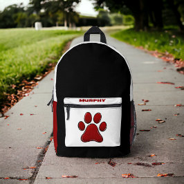 Gepersonaliseerde Pet Dog Paw Print Bedrukte Rugzak