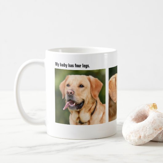 Gepersonaliseerde Pet Drie Foto Koffie Koffiemok (Met donut)