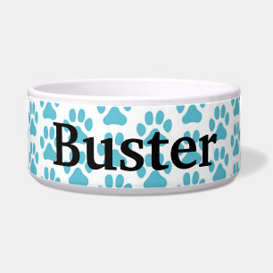 Gepersonaliseerde Pet Food Bowl - Blauwe Pawprints Voerbakje
