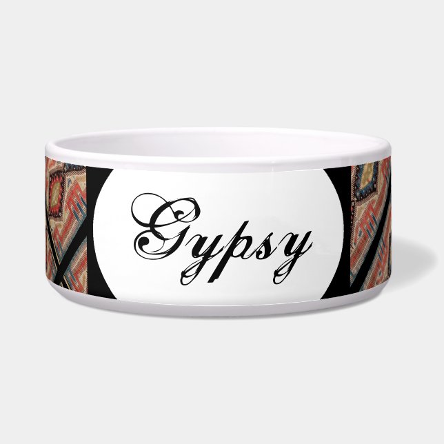 Gepersonaliseerde Pet Food Bowl - Bohemian - HAMbW Voerbakje (Voorkant)