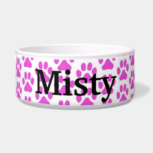 Gepersonaliseerde Pet Food Bowl - Roze Pawprints Voerbakje