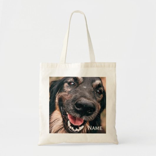 Gepersonaliseerde Pet Foto Hond Kat Naam Tote Bag (Voorkant)