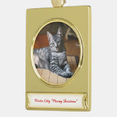 Gepersonaliseerde Pet Foto Kerstversieringen Verguld Banner Ornament (Links)