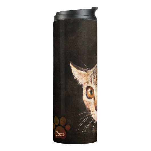 Gepersonaliseerde Pet Foto Kitten Kat Hond Sjabloo Thermosbeker (Gedraaid links)