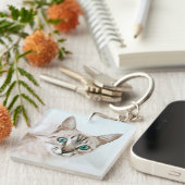 Gepersonaliseerde Pet Foto Kitty Cat Lover Mint Gr Sleutelhanger (Voorkant Rechts)